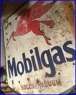 Mobilgas Mobil Oil Vintage Porcelain Sign Rare Barn Find Automobilia Enamel