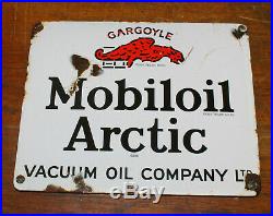 Mobiloil Artic enamel sign advertising decor mancave garage metal vintage antiqu
