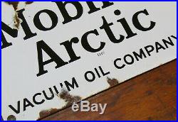 Mobiloil Artic enamel sign advertising decor mancave garage metal vintage antiqu