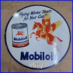 Mobiloil Pegasus Porcelain Enamel Sign 29 X 29 Inches