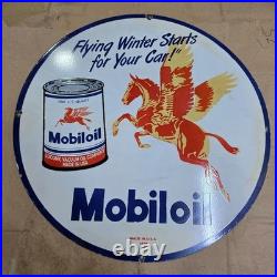 Mobiloil Pegasus Porcelain Enamel Sign 29 X 29 Inches