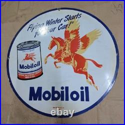 Mobiloil Pegasus Porcelain Enamel Sign 29 X 29 Inches