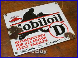 Mobiloil enamel sign advertising decor mancave garage metal vintage antique tran