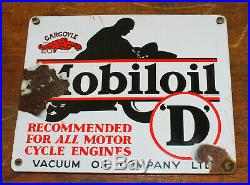 Mobiloil enamel sign advertising decor mancave garage metal vintage antique tran