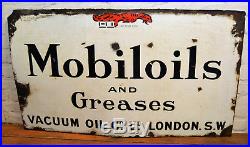 Mobiloils and Greases 1930s advertising enamel sign garage petrol vintage retro