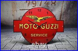 Moto Guzzi Enamel Sign Old Garage Oil Petrol Automobilia Advertising Clock