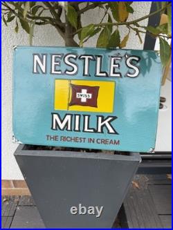 NESTLE MILK Swiss Enamel Sign / vintage kitchen / bar / farm Man Cave-shed
