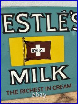 NESTLE MILK Swiss Enamel Sign / vintage kitchen / bar / farm Man Cave-shed