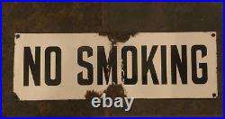 NO SMOKING Enamel Sign. Original Vintage 18x6 Black on White