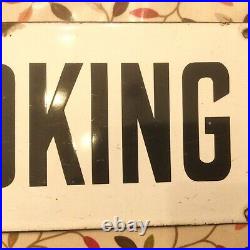 NO SMOKING Enamel Sign. Original Vintage 18x6 Black on White