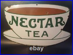 Nectar Tea Room Shop Grocery Store Vintage Advertising Porcelain Enamel Sign