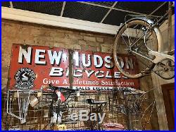 New Hudson Bicycles enamel sign advertising decor mancave garage metal vintage