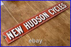 New Hudson Cycle Enamel Sign Advertising Bicycle Garage Man cave Vintage Decor