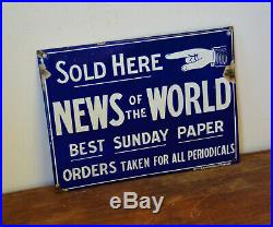 News of the World 1940s advertising enamel sign vintage retro newspaper original