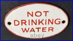Not Drinking Water Vintage Enamel Sign Local Authority Porcelain Station Signage