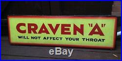 ORIGINAL VINTAGE CRAVEN A ADVERTISING ENAMEL SIGN Will not affect your throat