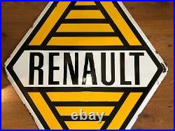 ORIGINAL VINTAGE DOUBLE SIDED RENAULT ENAMEL SIGN 1960s