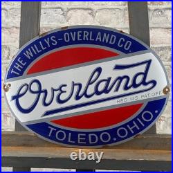 OVERLAND Enamel Sign 15.7x11.8 (40x30cm) Rare Nice Vintage Garage Service Decor OVERLAND Enamel Sign 15.7x11.8 (40x30cm) Rare Nice Vintage Garage Service Decor