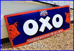 OXO pictorial enamel sign early advertising mancave garage metal vintage retro k