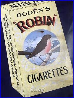 Ogdens Robin Cigarettes Vintage Enamel Sign -Antique Sign Enamel Sign Rare