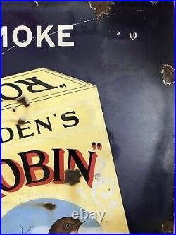 Ogdens Robin Cigarettes Vintage Enamel Sign -Antique Sign Enamel Sign Rare