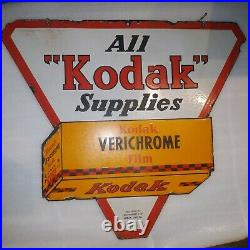 Old # 1930 Vintage Original Kodak Verichrome Cut Out Photo Film Porcelain Sign