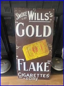 Old Antique Vintage Enamel Tobacco Advertising Sign Pictorial Rare version