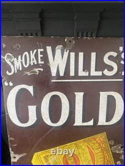 Old Antique Vintage Enamel Tobacco Advertising Sign Pictorial Rare version