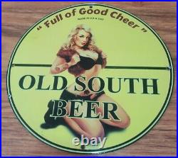 Old South Beer Full of good cheer Vintage porcelain enamel sign 1940s