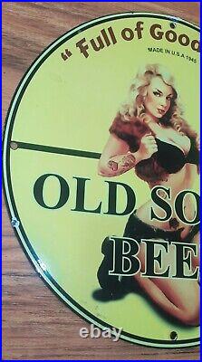 Old South Beer Full of good cheer Vintage porcelain enamel sign 1940s
