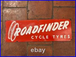 Old Vintage Antique Advert Enamel Sign Bike Shop Bicycle Tyre Tire Sign Roadfind