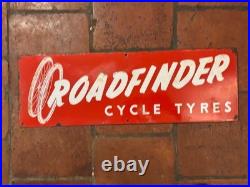 Old Vintage Antique Advert Enamel Sign Bike Shop Bicycle Tyre Tire Sign Roadfind