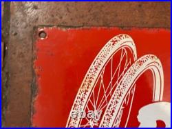 Old Vintage Antique Advert Enamel Sign Bike Shop Bicycle Tyre Tire Sign Roadfind
