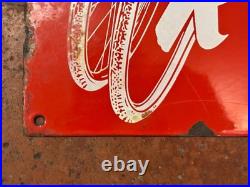 Old Vintage Antique Advert Enamel Sign Bike Shop Bicycle Tyre Tire Sign Roadfind