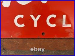 Old Vintage Antique Advert Enamel Sign Bike Shop Bicycle Tyre Tire Sign Roadfind
