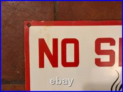 Old Vintage Antique Advert Enamel Sign Garage Gas Petrol Pump Notice No Smoking