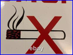 Old Vintage Antique Advert Enamel Sign Garage Gas Petrol Pump Notice No Smoking