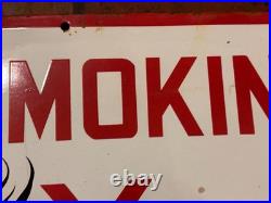 Old Vintage Antique Advert Enamel Sign Garage Gas Petrol Pump Notice No Smoking