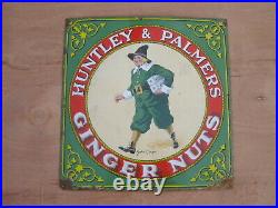 Old Vintage Antique Enamel Shop Sign Huntley and Palmers Biscuits