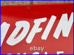 Old Vintage Antique Enamel Sign Bicycle Bike Shop Store Roadfinder Tyres Tires