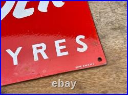 Old Vintage Antique Enamel Sign Bicycle Bike Shop Store Roadfinder Tyres Tires
