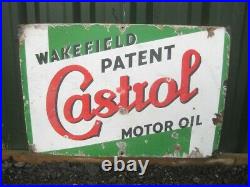 Old Vintage Antique Enamel Sign Garage Gas Petrol Oil Jug Globe Pump Castrol Can