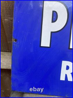 Old Vintage Antique Enamel Sign Perman Roofing Felt Builders Merchant Advert Tin