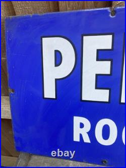 Old Vintage Antique Enamel Sign Perman Roofing Felt Builders Merchant Advert Tin