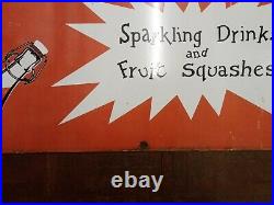 Old Vintage Antique Enamel Sign Shop Advert Corona Sparkling Drinks & Fruit Squa