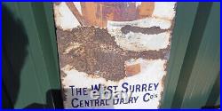 Old Vintage Antique Enamel Sign Shop Advert Farm Dairy Cream Pot Guildford