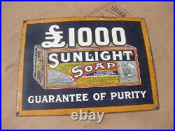 Old Vintage Antique Enamel Sign Shop Advert Sunlight Soap Packet SMALL SIZE