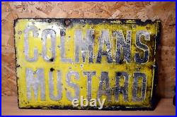 Old Vintage Antique Sign Enamel Colmans Mustard 455 x 305mm
