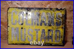 Old Vintage Antique Sign Enamel Colmans Mustard 455 x 305mm