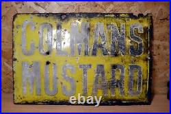 Old Vintage Antique Sign Enamel Colmans Mustard 455 x 305mm